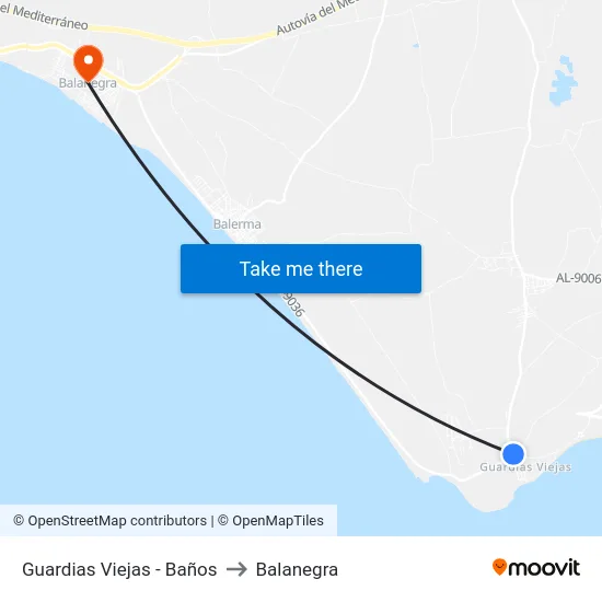 Guardias Viejas - Baños to Balanegra map