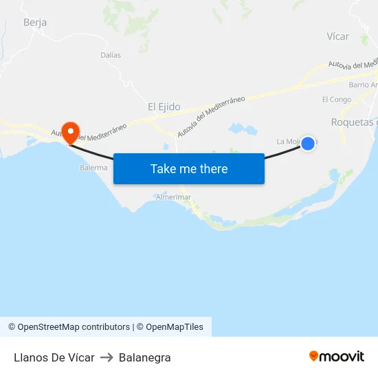 Llanos De Vícar to Balanegra map