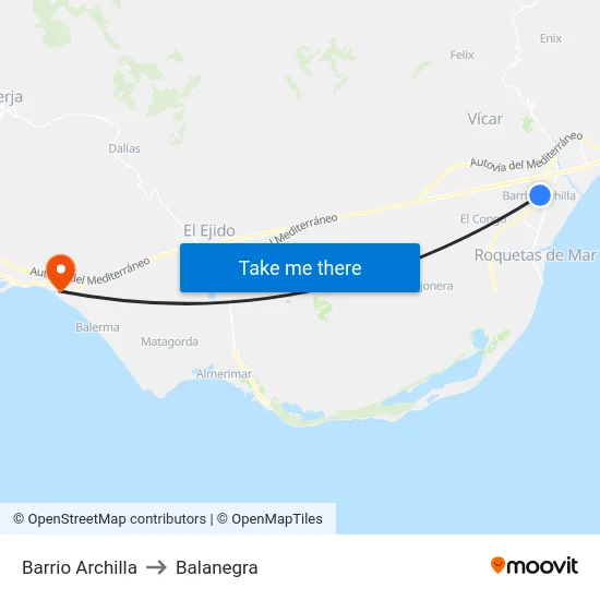Barrio Archilla to Balanegra map