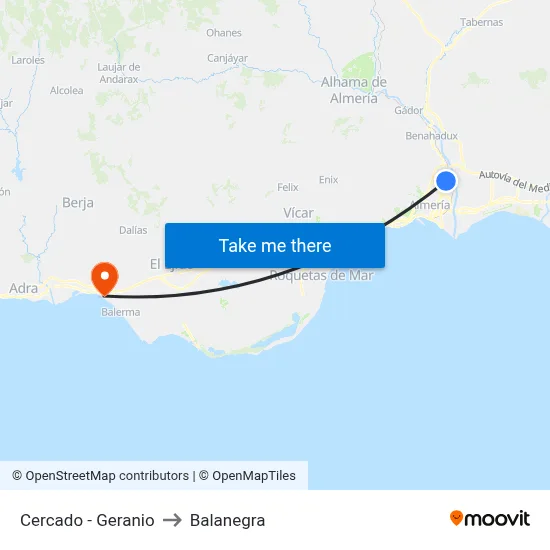 Cercado - Geranio to Balanegra map