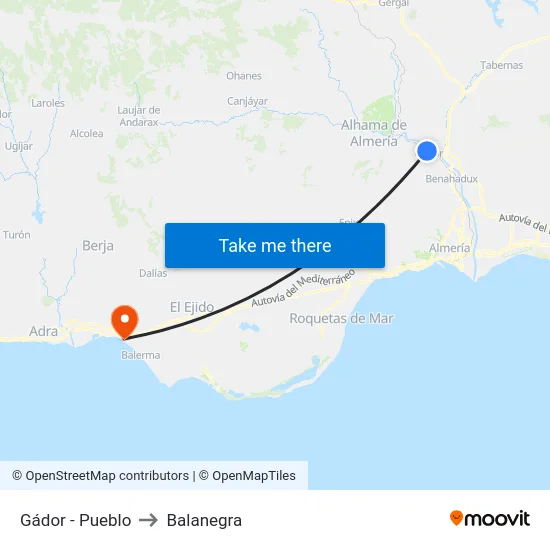 Gádor - Pueblo to Balanegra map
