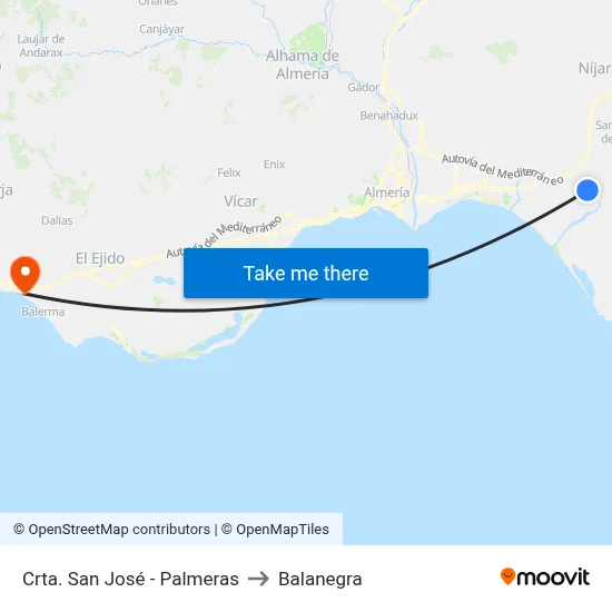 Crta. San José - Palmeras to Balanegra map