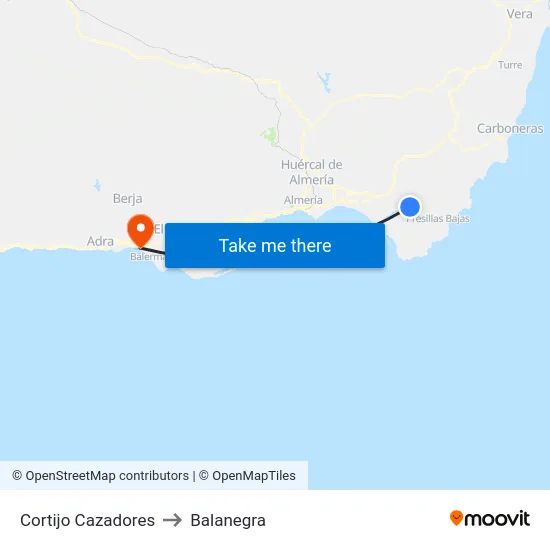 Cortijo Cazadores to Balanegra map