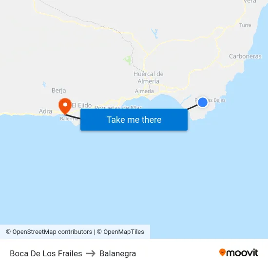 Boca De Los Frailes to Balanegra map