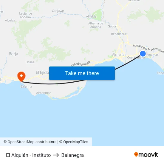 El Alquián - Instituto to Balanegra map
