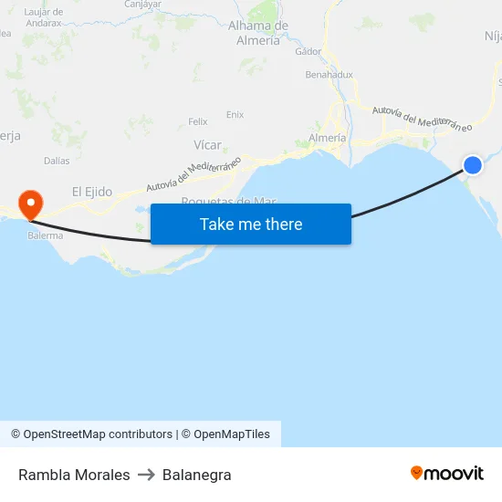 Rambla Morales to Balanegra map