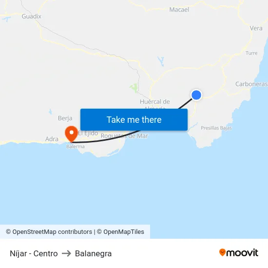 Níjar - Centro to Balanegra map
