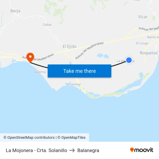 La Mojonera - Crta. Solanillo to Balanegra map