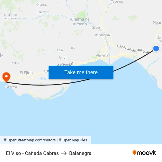 El Viso - Cañada Cabras to Balanegra map