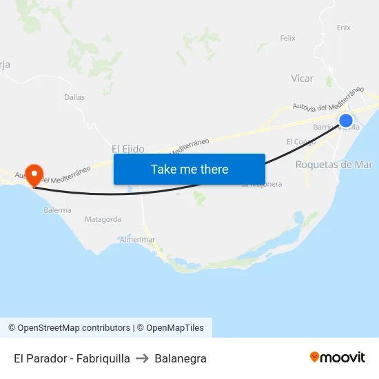 El Parador - Fabriquilla to Balanegra map