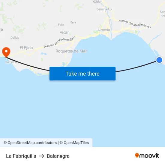 La Fabriquilla to Balanegra map