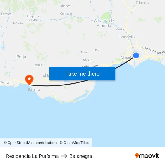 Residencia La Purísima to Balanegra map