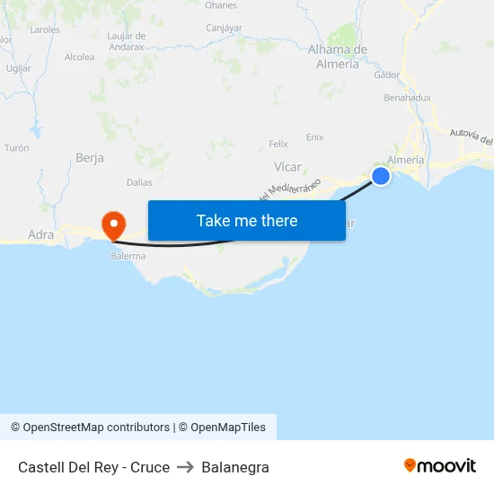Castell Del Rey - Cruce to Balanegra map