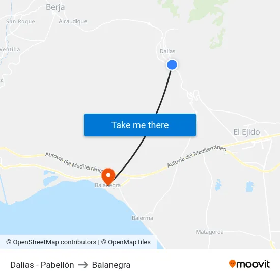 Dalías - Pabellón to Balanegra map