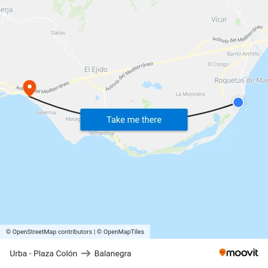 Urba - Plaza Colón to Balanegra map