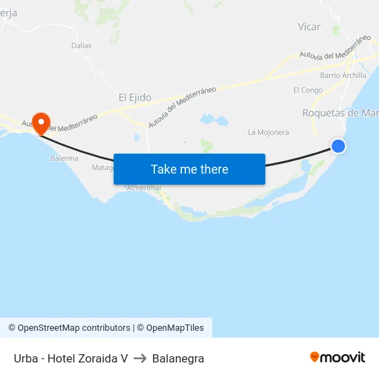 Urba - Hotel Zoraida V to Balanegra map