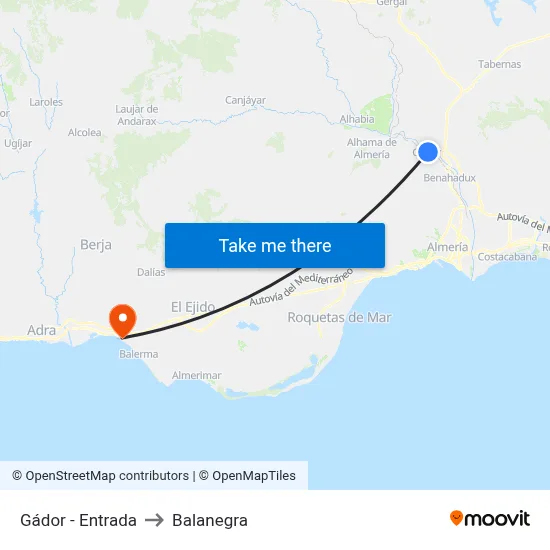 Gádor - Entrada to Balanegra map