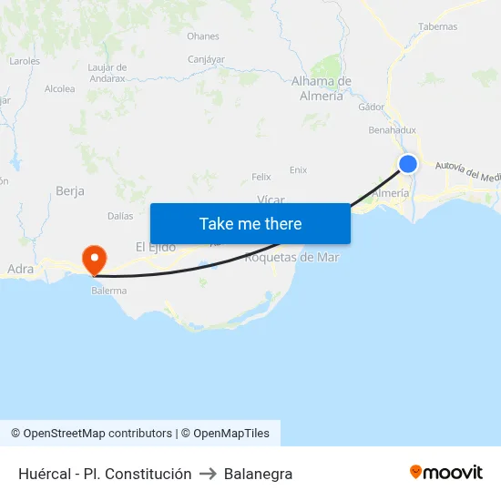 Huércal - Pl. Constitución to Balanegra map