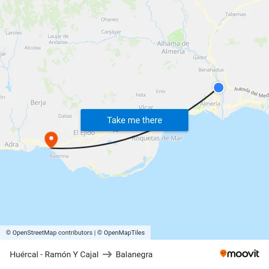 Huércal - Ramón Y Cajal to Balanegra map