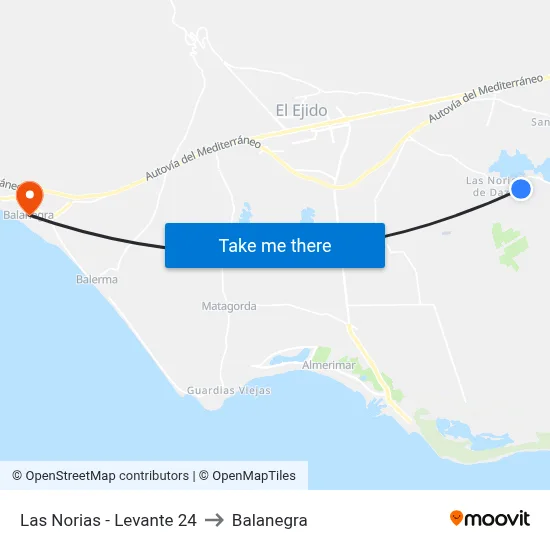 Las Norias - Levante 24 to Balanegra map