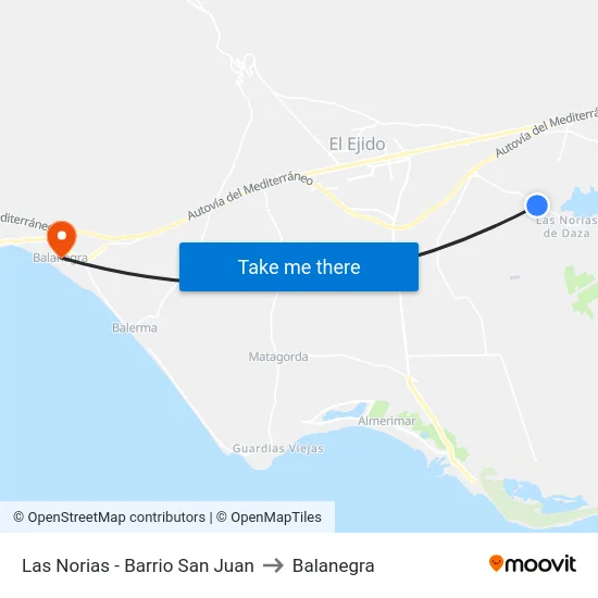 Las Norias - Barrio San Juan to Balanegra map