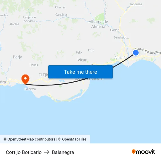 Cortijo Boticario to Balanegra map