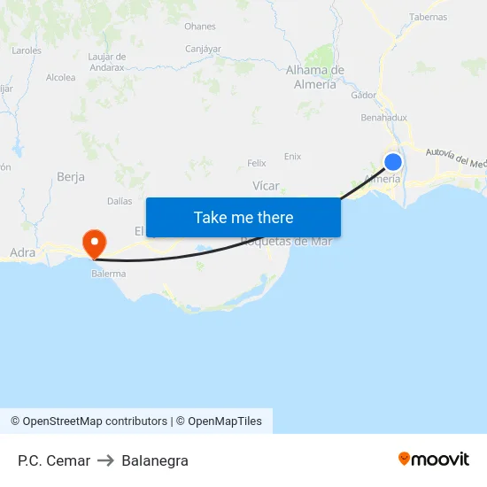 P.C. Cemar to Balanegra map