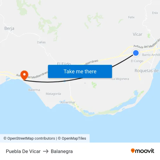 Puebla De Vícar to Balanegra map