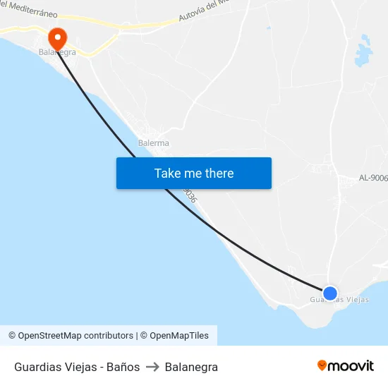 Guardias Viejas - Baños to Balanegra map