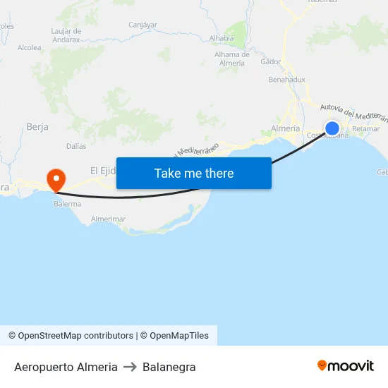 Aeropuerto Almeria to Balanegra map
