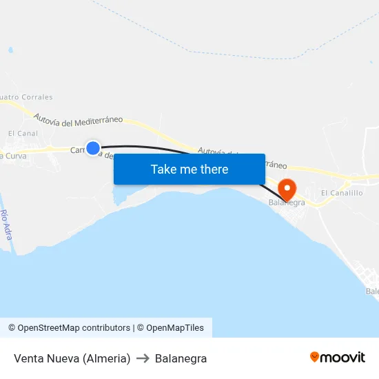 Venta Nueva (Almeria) to Balanegra map