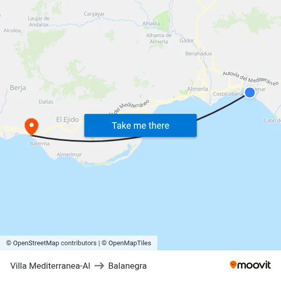 Villa Mediterranea-Al to Balanegra map