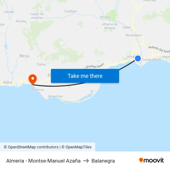 Almeria - Montse-Manuel Azaña to Balanegra map