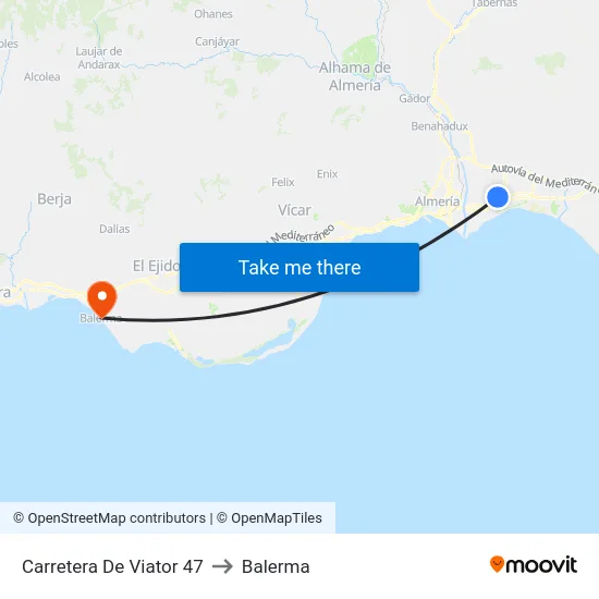 Carretera De Viator 47 to Balerma map