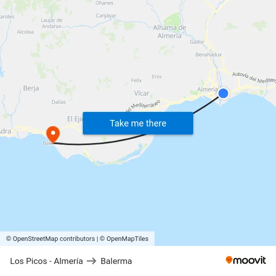 Los Picos - Almería to Balerma map