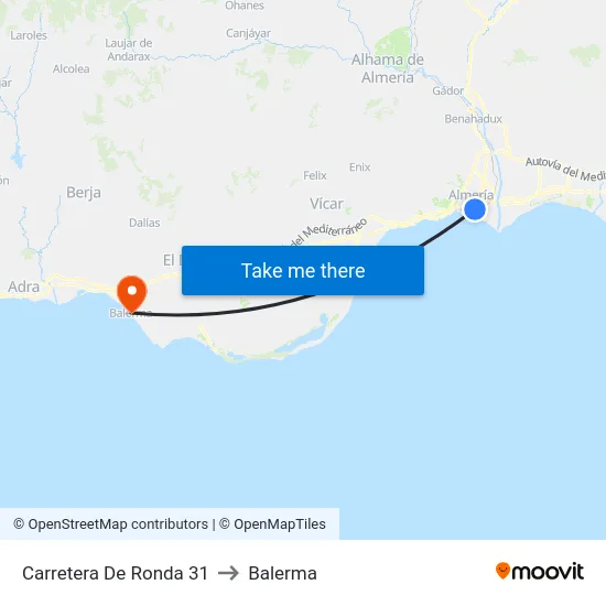 Carretera De Ronda 31 to Balerma map