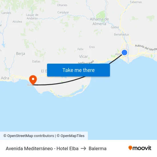 Avenida Mediterráneo - Hotel Elba to Balerma map