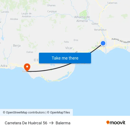 Carretera De Huércal 56 to Balerma map