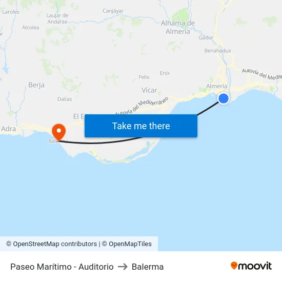 Paseo Marítimo - Auditorio to Balerma map