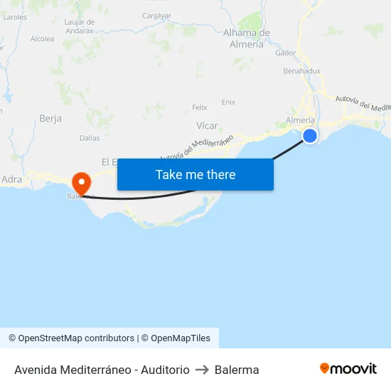 Avenida Mediterráneo - Auditorio to Balerma map