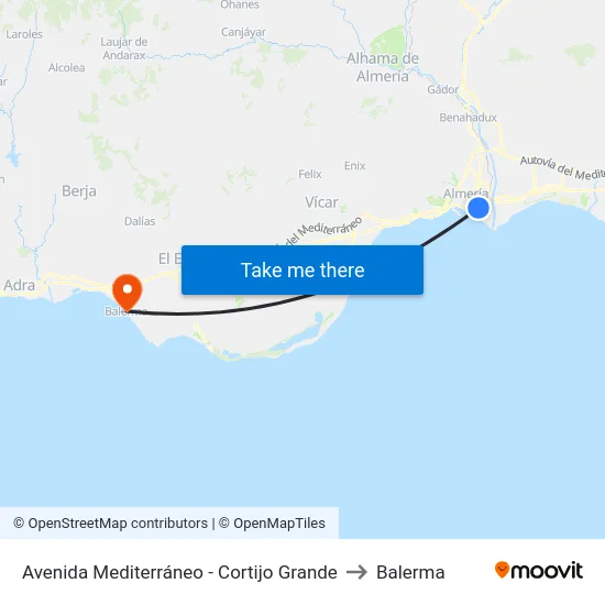 Avenida Mediterráneo - Cortijo Grande to Balerma map