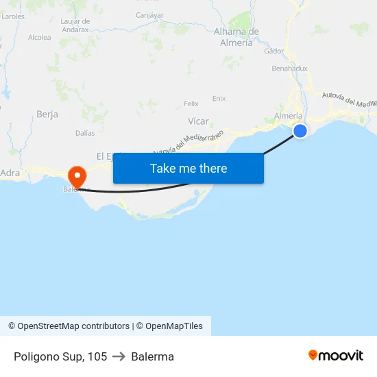 Poligono Sup, 105 to Balerma map