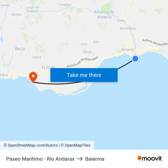 Paseo Marítimo - Río Andarax to Balerma map