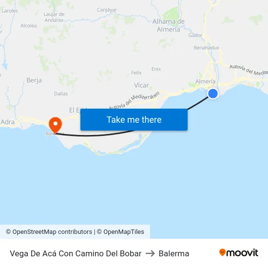 Vega De Acá Con Camino Del Bobar to Balerma map