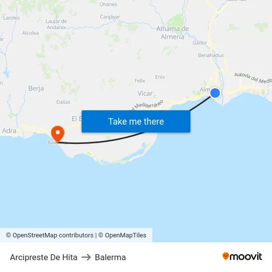 Arcipreste De Hita to Balerma map