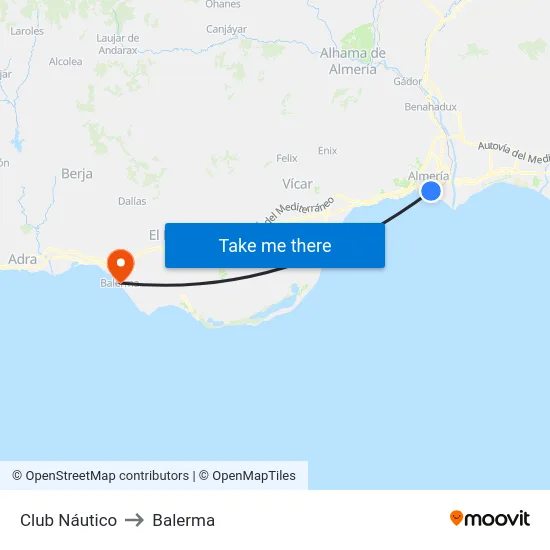 Club Náutico to Balerma map
