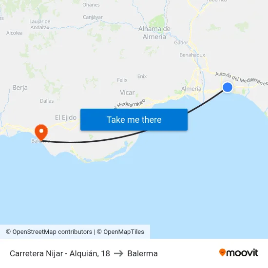 Carretera Nijar - Alquián, 18 to Balerma map