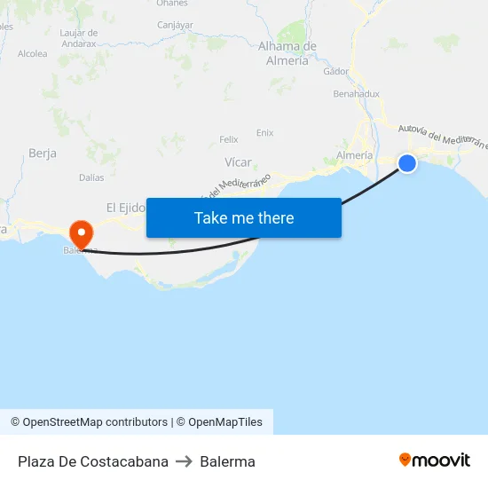 Plaza De Costacabana to Balerma map