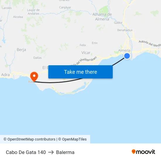 Cabo De Gata 140 to Balerma map