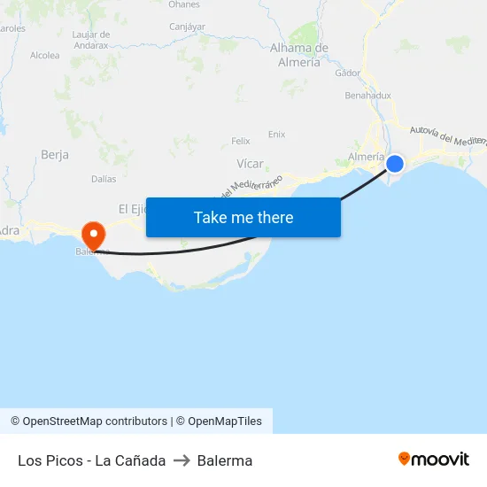 Los Picos - La Cañada to Balerma map